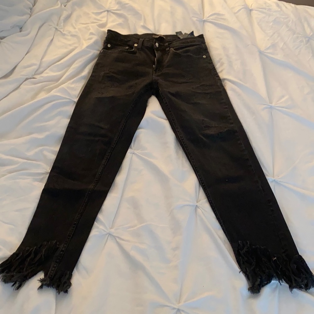 Zara raw hem jeans faded black 2